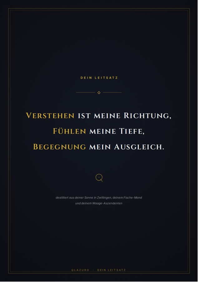 Musterseite: Dein Leitsatz, groß gesetzt auf dunkler Seite